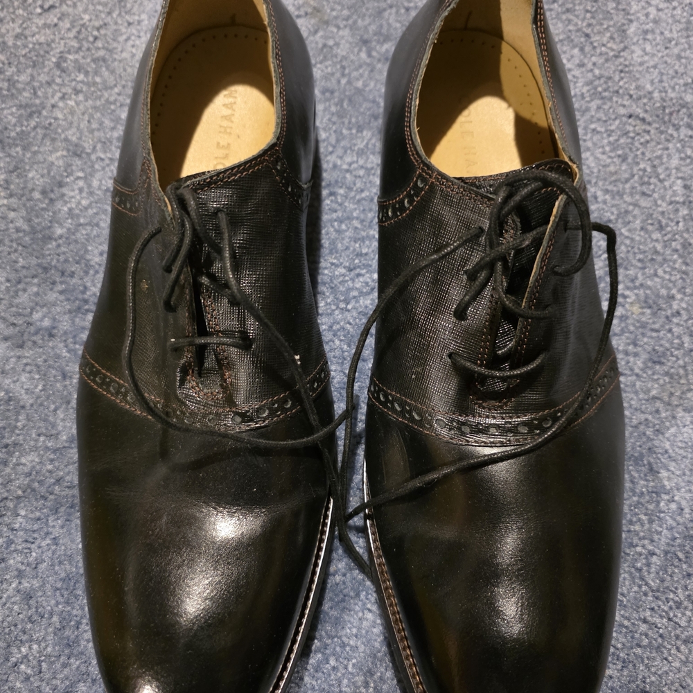 Cole Haan Black Leather Oxfords